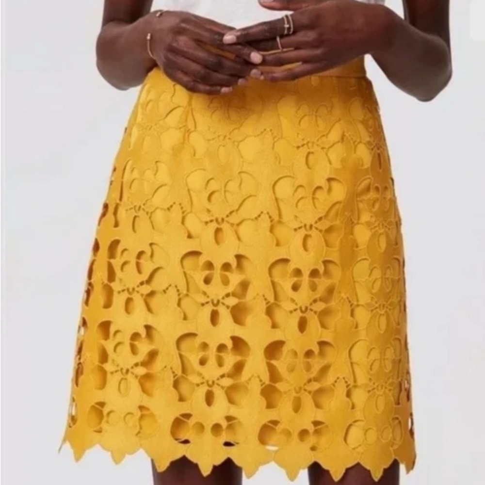 Loft sunny Day yellow Yellow layered Lace A-Line Skirt gold summer 10